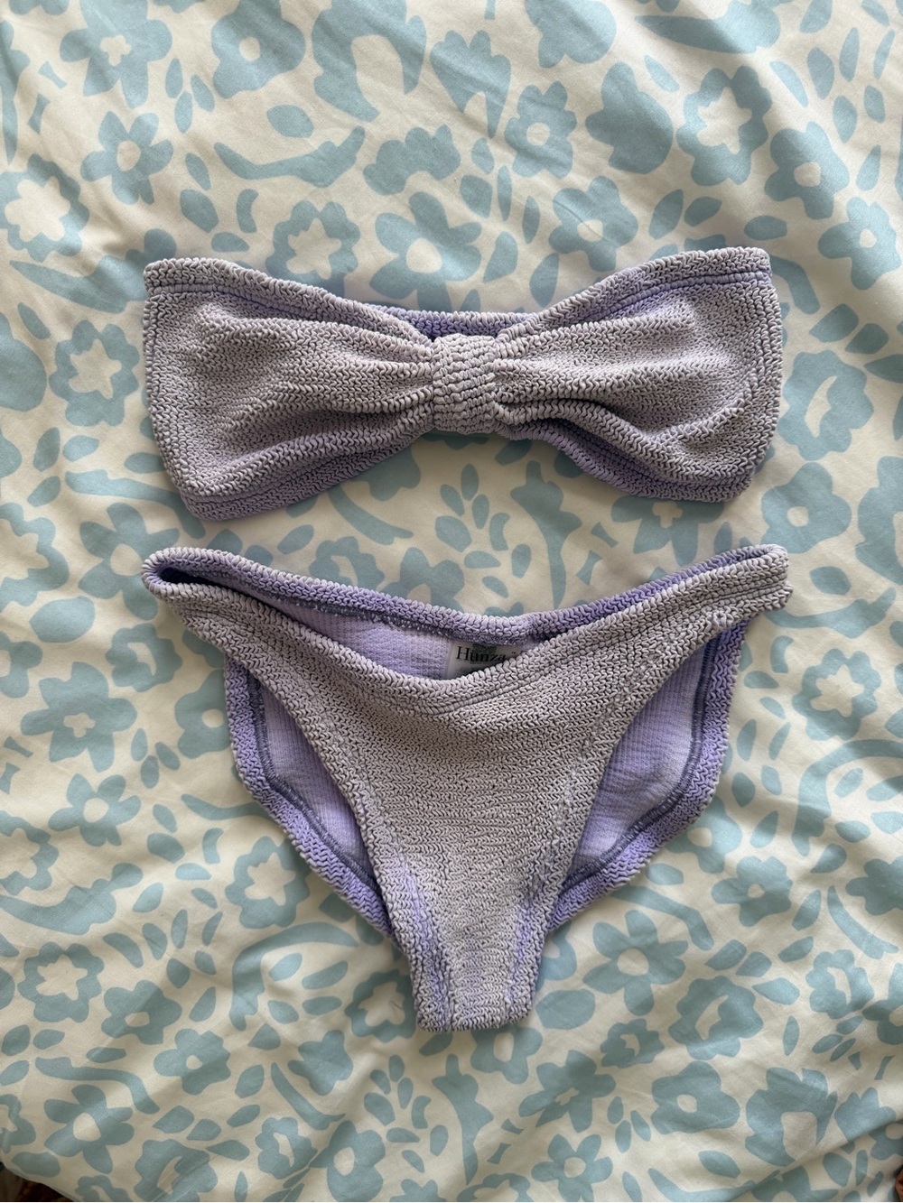 Hunza G Jean Bandeau bikini set Lavender $240